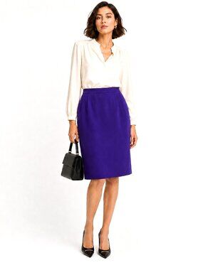 Vintage Escada Margaretha Ley Royal Purple Wool Skirt Germany Sz 40